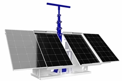 20' Portable Solar Tower - (4) 300W Panels, Enclosure - Manual Crank Mast/Skid Mount
