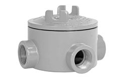 Explosion Proof Junction Box, 1-1/2" NPT Hubs, (3) Ports, Type T Conduit Body, Power Coated Aluminum, C1D1 C2D1