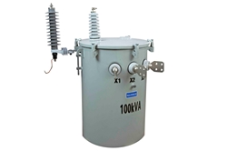 100 KVA Pole Mount Distribution Transformer - 19920/34500Y Grounded Wye Primary, 120/240V Secondary - TC/Mineral Oil/ONAN - Single Bushing Prim.