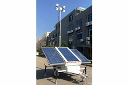*RENT* 0.9 kW Solar Light Tower - 30' Light Tower - 7.5' Trailer - (4) 100W LED Lamps - 480aH Li-on Battery Pack