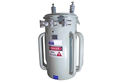 10 KVA Overhead Distribution Transformer, Pole Mount, 12470 V Primary, 120/240V Secondary, Mineral Oil, Copper, ONAN, Tap Changer  - 304 SS
