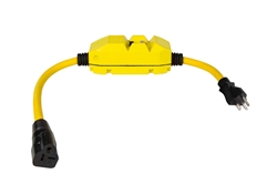 24'' 12/3 SOOW 1' Line 1' Load w/ GFCI Protected Output - 20 Amp - Flying Leads