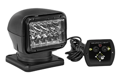 Remote Control LED Spotlight - 12-24V DC, 5000 Lumens - (1) Hardwired Remote - Permanent Mount - Black Housing