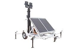 1.2 kW Solar Tower - 24' Galvanized Mast - (4) 100W Lamps, Timer & Dusk/Dawn - (8) 80aH Lithium Ion Batteries, Inverter, BC