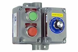 Explosion Proof Switch w/ Potentiometer - 24V DC, C1D1, C2D1 - 1-10K Ohms - Rotary Dial - Double Gang Box