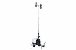 25' Mobile LED Light Tower - Telescoping Mast w/ Electric Winch - (4) 400W LED Lights, 6kW Generator -EPA Tier 4/Complies with Tier 4 Final