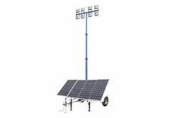*RENTAL* 1.06 kW Solar Light Tower - 12' to 24' Mast, 7.5' Trailer - (8) 60W LED Lamps, Timer and Photocell - (4) 250aH Batteries