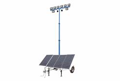 *RENTAL* 1.06 kW Solar Light Tower - 20' Mast, 7.5' Trailer - (8) LED Lamps, (2) Cameras, (4) Batteries - 4G