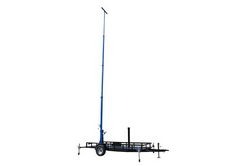 45' Portable Equipment Mast on 14' Trailer - 5-stage Telescoping Tower, Manual Winch, Stabilizing Outriggers