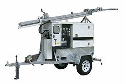 *RENTAL* 23' Mobile Light Tower with Diesel Engine Generator - 12'-20' Mast - (4) 240W LED Lamps - 4kW Genset/39.9 Gallon Poly Fuel Tank