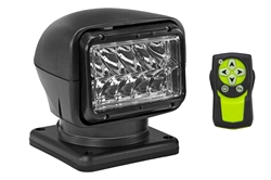Remote Control LED Spotlight - 12-24V DC, 5000 Lumens - (1) Dash Mountable Wireless Remote - Permanent Mount - Black Housing