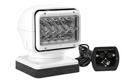Remote Control LED Spotlight - 12-24V DC, 5000 Lumens - (1) Hardwired Remote w/ 20' Wiring Harness - Magnet Mount - White Housing